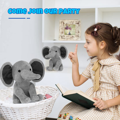 Glimin 6 Pieces Elephant Stuffed Animals 9.84 Inches Soft Cute Elephant Plush Toys for Baby Shower Themed Birthday Party Supplies(Grey)