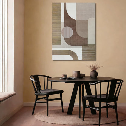 ZENPEE Neutral Beige/Taupe Geometric Wall Art, Minimalist Abstract Canvas Print, Framed & Ready to Hang, Modern Decor for Living Room and Bedroom, 32 x 24 Inches