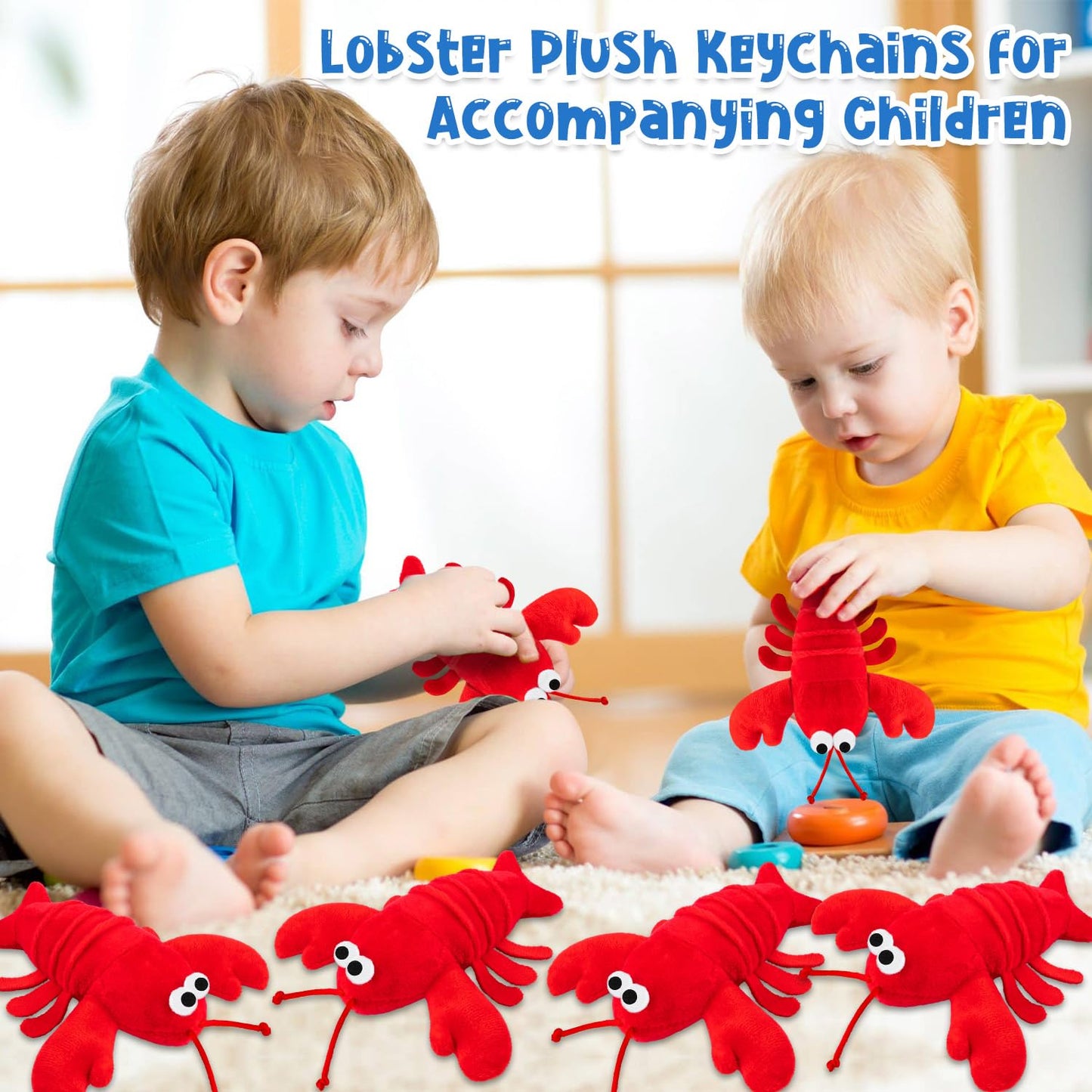 SYWHXY 12Pack Lobster Toy Cute Plush Lobster Stuffed Animal Crab Doll for Kids, Soft Mini Plush Stuffed Lobsters Crab Hanging Ornaments for Key Purse Bag Backpack DIY Birthday Favors