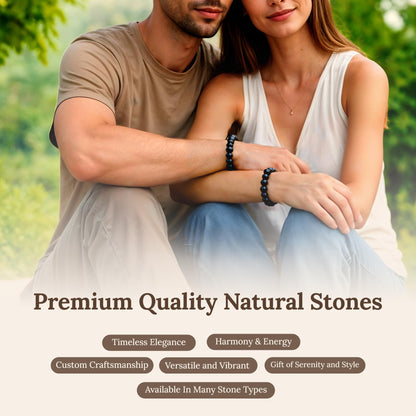 Elm City Direct 8mm Natural Stone Beaded Bracelet – Unisex Crystal Stretch Bracelets for Men & Women, Chakra & Healing Jewelry, Gift-Ready Beaded Bracelets (Obsidian, 8mm)