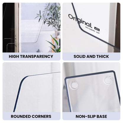 Vertical Magazine File Holder, Clear File Organizer Desk Organizer and Storage Bins Holding for Magazines, Binders, Notebooks, Envelopes, Plastic Office Organization and Storage for Desk, 4 pack