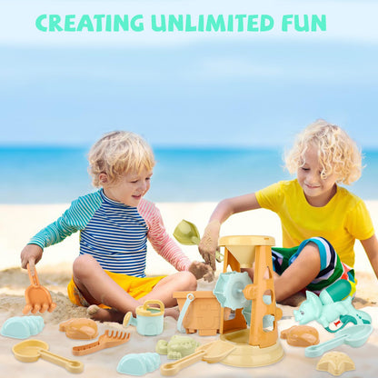 LBAIBB Sand Toys,Beach Toys for Kids,Sandbox Toy, Sand Wheel & Water Wheel Toys,Includes Bucket Shovel and Sand Rake for Beach,Water Guns Toys,Mesh Beach Toy Bag,Sand Toy for Kids Ages 3-13