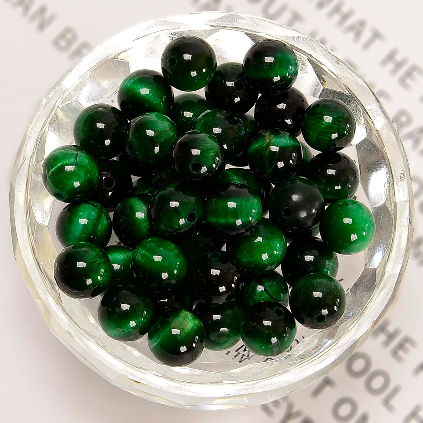 NCB 100pcs Original Natural Stone Beads Gemstone Round Loose Beads 6mm 8mm 10mm (Green Tiger's Eye, 6mm 100Beads)
