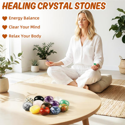 TUZELIYA 12Pcs Crystals and Healing Stones Set Meaning and Information Card Organza Pouch Bulk Polished Gemstones Emotional Support Natural Lucky Gems Family Teachers Friends Birthday Gifts Graduation