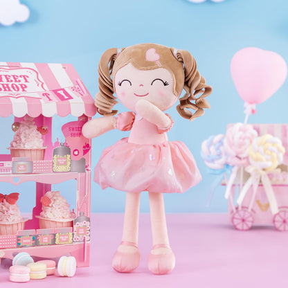 Gloveleya Baby Doll Baby Girl Gifts Plush Curly Kids Girl Toys with Love Toys for Ages 2-4 Toddler Toy Pink