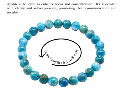 Amazing Gemstone Crystal Bracelet for Women Men's Gifts - Protection Healing Crystal Bracelet - 8mm Gemstone Beaded Stretchable Bracelet Pulseras Para Hombres Mujer Stocking Stuffers Mothers Day Gift (Apatite)
