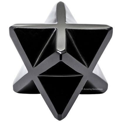 Amazing Gemstone Black Obsidian Merkaba Crystal - 0.75 Inches Metaphysical Merkaba Star for Meditation - Energetic Tetrahedron Crystal and Healing Stones for Spiritual Growth and Healing (15-20mm)