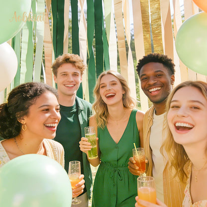 AOBKIAT Wedding Party Decorations, 5 Rolls Olive Green Khaki Crepe Paper Streamers for Green Boho Wedding, Birthday, Bridal/Baby Shower