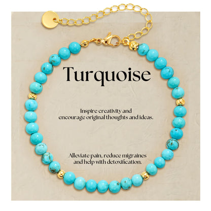 Treasure Bender Beaded Protection Bracelet for Women Men, Inspire Creatity and Alleviate Pain, Natural Crystals and Healing Stones Stretch Bracelet Jewelry Gifts for Women Men (Turquoise)