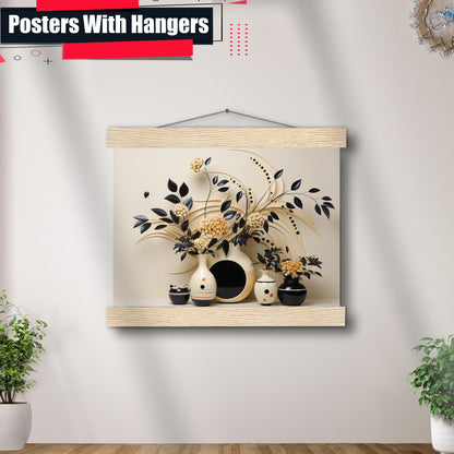 Scandinavian Folk Art, Black and Beige Abstract Botanical Wall Art for Scandinavian Home Decor, poster Prints, Wall Decor