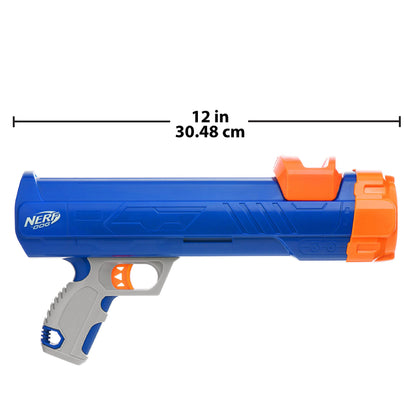 Nerf Dog 12in Blaster w/o Ball Clip 3 2in Squeak Tennis Balls - Opaque Blue/Orange/Gray and Orange and Blue and Green, Small