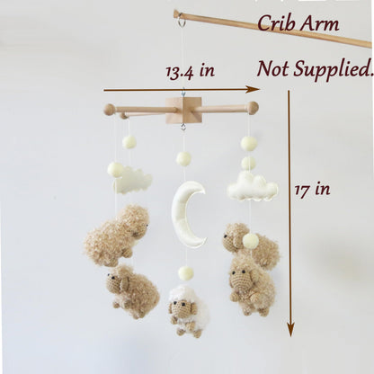 Sheep Mobile for Crib Baby Mobile Sheep Crib Mobile Nursery DéCor White