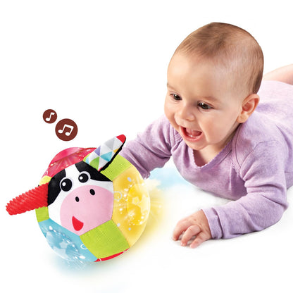 Yookidoo Baby Lights N' Music Friends Ball A Soft Newborn Musical Ball Toy with Flashing Stars and Three Friendly Farm Animals. Ideal for Floor Play, Stroller Or Crib.