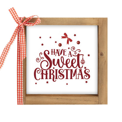 pechpell Christmas Wooden Sign, 6 Inch Xmas Decorative Signage Plaque Decor, Holiday Indoor Table Shelf Desk Mantel Tiered Tray Wall Art Kitchen Coffee Bar Rustic Farmhouse Decorations for Home Office