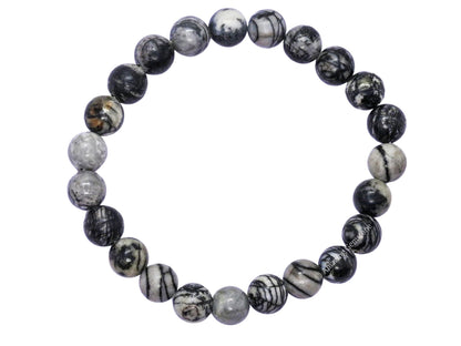 Amazing Gemstone Black Picasso Jasper Bracelet for Women Men's Gifts - Protection Healing Crystal Bracelet - 8mm Gemstone Beaded Stretchable Bracelet Pulseras Para Hombres Mujer Stocking Stuffers Mothers Day Gift