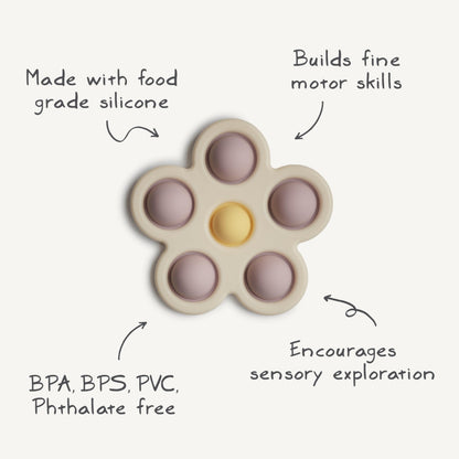mushie Flower Press Toy (Soft Lilac/Daffodil/Ivory)