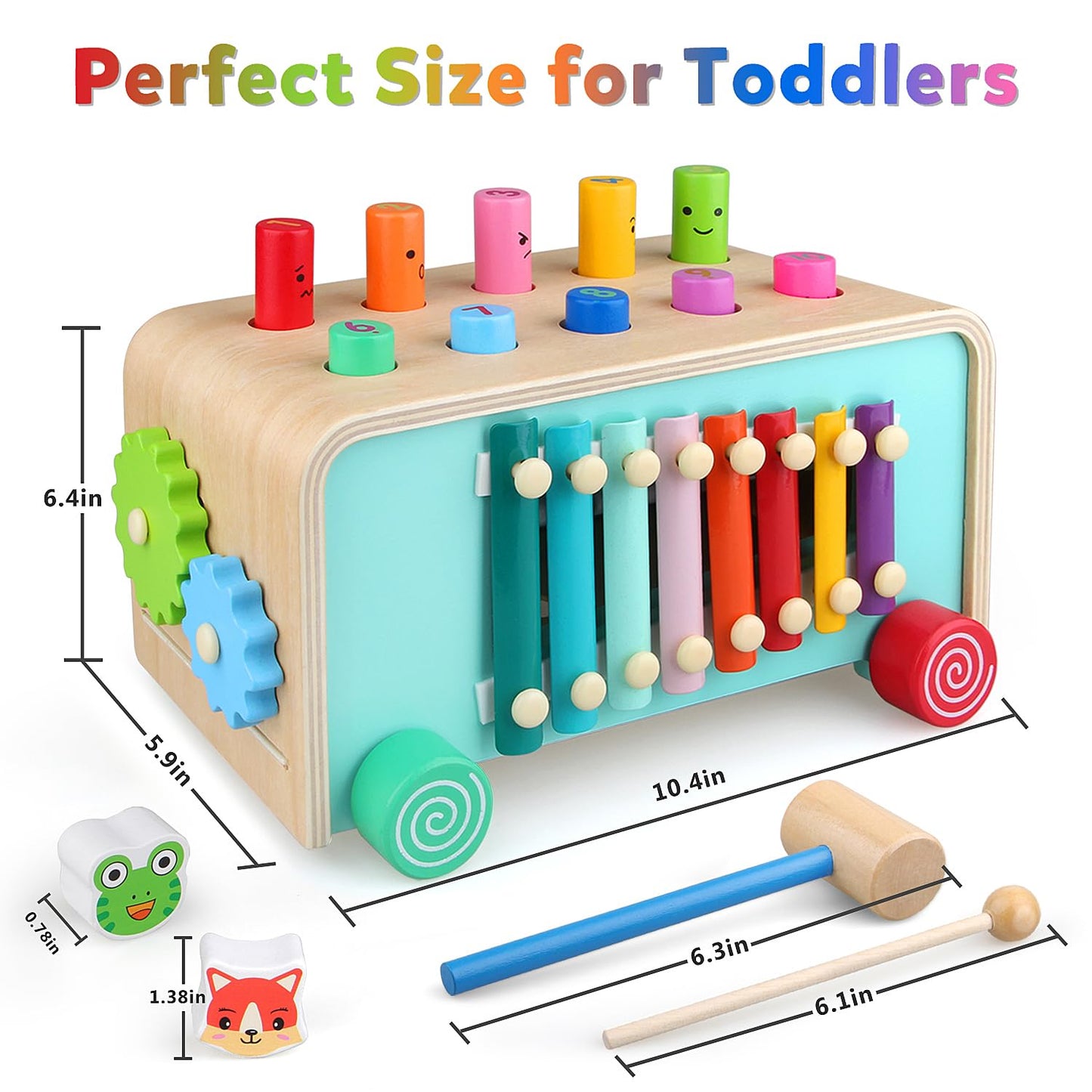 LAAVII Montessori Baby Hammer Pounding Toy for Toddlers Boys Girls 2 3 4 Years Old, Educational Learning Toy Xylophone Color Shape Easter Basket Stuffers for Toddlers Valentine's Day Gift