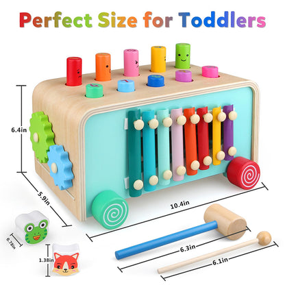 LAAVII Montessori Baby Hammer Pounding Toy for Toddlers Boys Girls 2 3 4 Years Old, Educational Learning Toy Xylophone Color Shape Easter Basket Stuffers for Toddlers Valentine's Day Gift