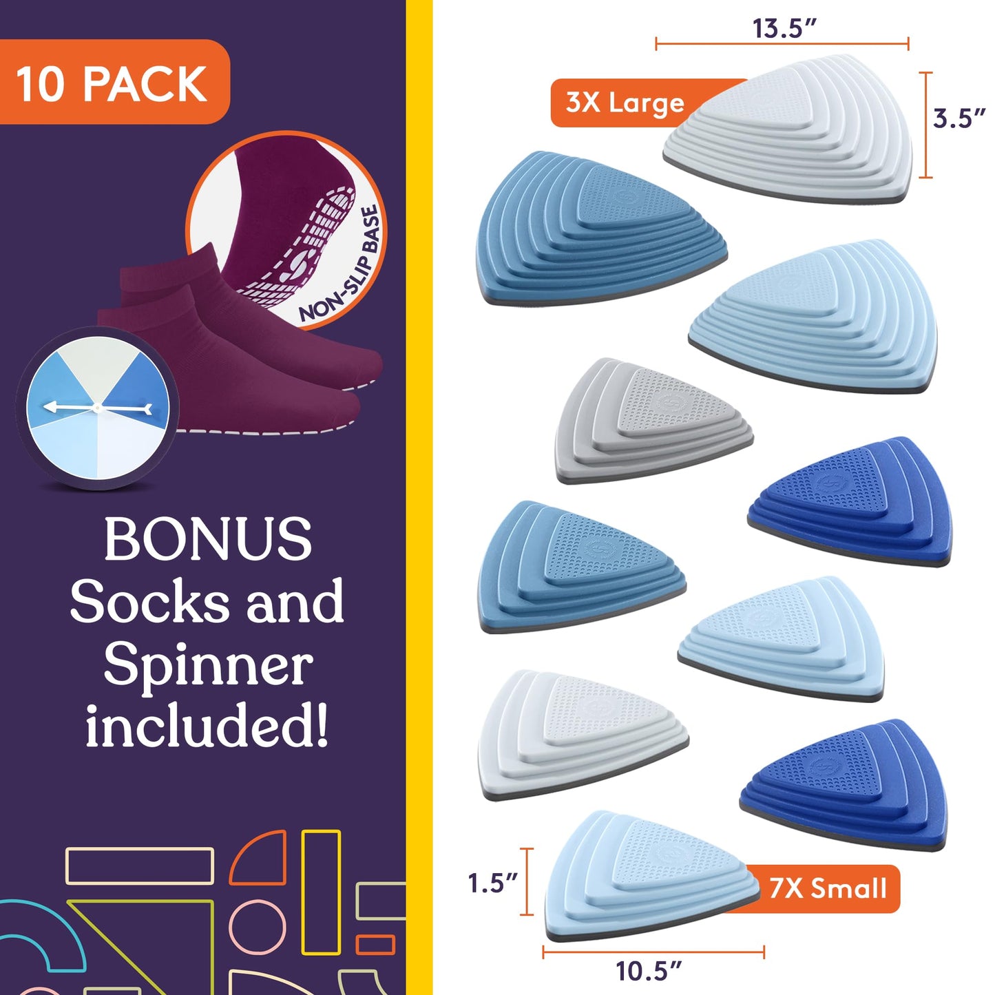 Special Supplies 10 Stepping Stones for Kids Indoor and Outdoor Balance Blocks Promote Coordination, Balance Strength Child Safe Rubber, Non-Slip Edging (Ocean)