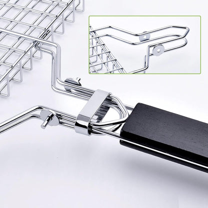 Grill Basket Large Portable Folding BBQ Camping Grilling Rack for Fish, Vegetables, Shrimp, Barbeque Griller Cooking Accessories, Grilling Gifts