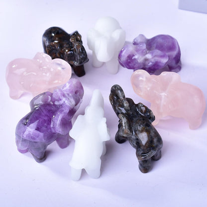 Ytbeoxk 1.8 Inch Amethyst Elephant Crystals Decor, Healing Crystal Cute Figurines, purple Elephant Gemstones Decorations Statue, Lucky Reiki Stones in Home and Office Meditation Gift for Women and men