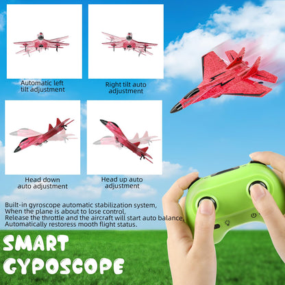 Wireless Airplane Toy - 2.4GHZ RC Glider with Lights, Remote Control Airplane for Adults & Kids