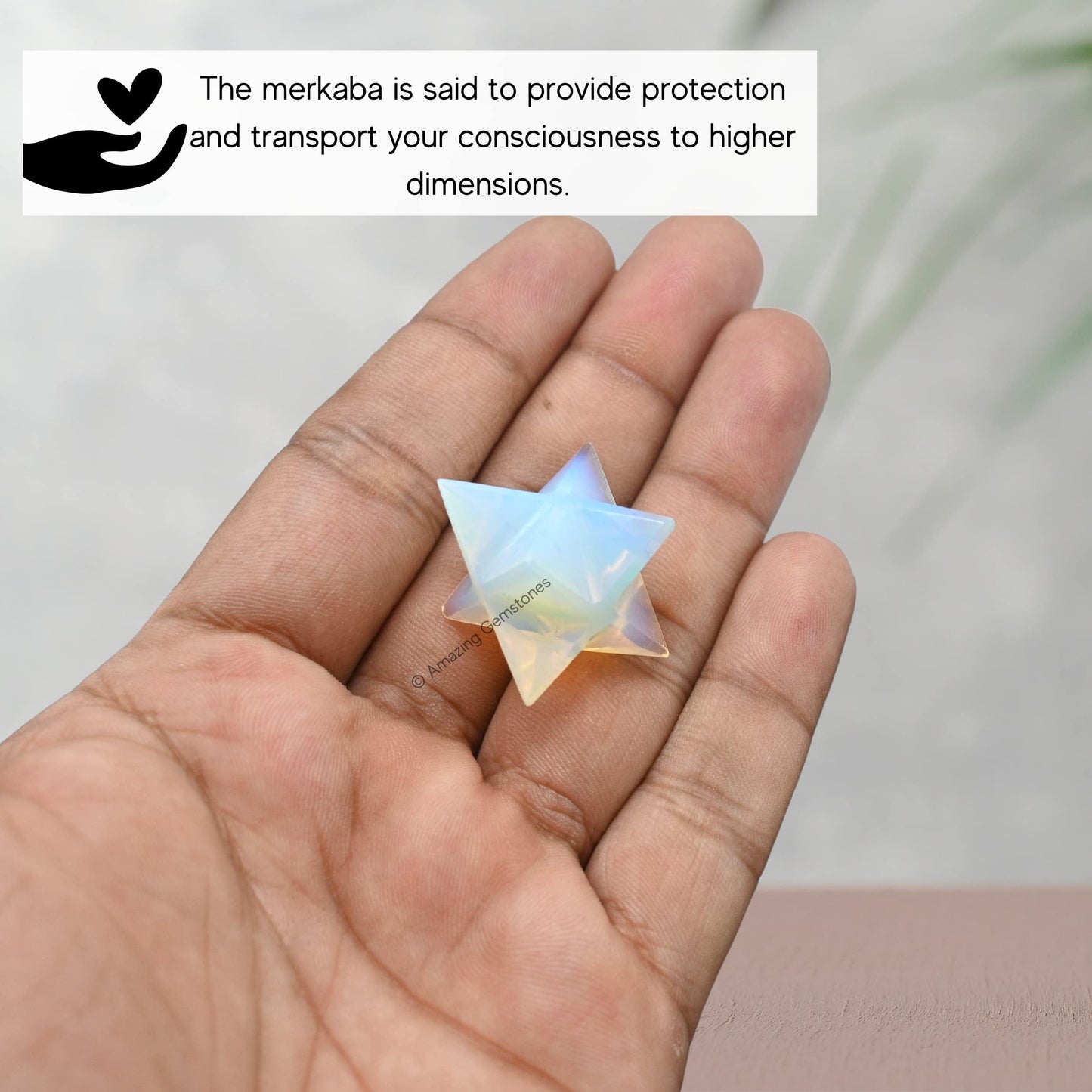 Amazing Gemstone Opalite Merkaba Crystal - 0.75 Inches Metaphysical Merkaba Star for Meditation - Energetic Tetrahedron Crystal and Healing Stones for Spiritual Growth and Healing (15-20mm)