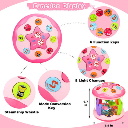 Avesa Baby Toys 6-12 Months Girl Gifts: Babies Ocean Rotating Light Up Musical Toys for Toddlers 1 2 Year Old Crawling Learning Infant Toy 6 7 8 9 10 11 12 Months Old Baby Girl Gift (Pink)