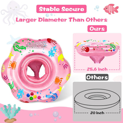 25.6" Inflatable Baby Pool Float for 6-36 Months Anti-Flip Safety Baby Swimming Float Toddler Swim Trainer Water Toys, Infant Swim Floats, Toddler Floaties, Kids Beach Toys Summer Essentials