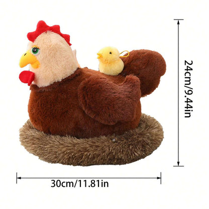 unsnurnoch 12PS Chicken Stuffed Animal 11.8", Mother Hen with 10 Baby Chicks and Nest, Interactive Farm Animal Plush Toy for Kids and Collectors, Creative Easter Birthday