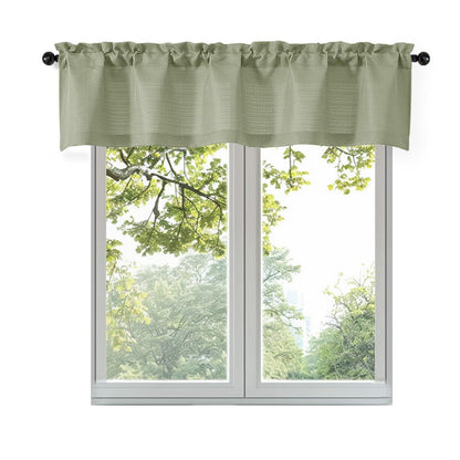 OWENIE Bob 1 PCS Light Green Valances for Windows, Faux Linen Textured Kitchen Window Curtains Valance for Bedroom Living Room, Modern Soft Airy Solid Rod Pocket Bathroom Cafe Curtain, 60Wx14L Inch