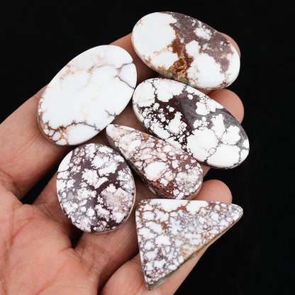 GemSymphony 100 Carat Natural Wild Horse Jasper Gemstone Cabochon Lot Mixed Shapes – 5 to 6 pcs Hand Polished Crystal Stones for Jewelry Making Supply, Healing, Reiki, Craft Supplies, Unique Cab Set for Wire Wrapping & Collectors (10-20 mm)