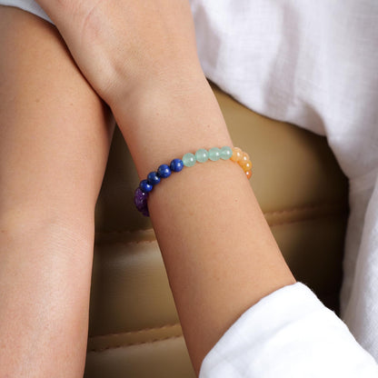 Sheplus Relaxation Gifts for Women - 7 Chakra Gemstone Bracelet for Women Men, Natural Crystal Beads with 925 Sterling Silver Toggle Clasp,Yoga Meditation Energy Jewelry