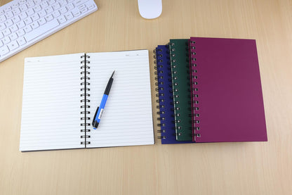 Aacehlh Spiral Notebook Journal,4 Pack A5 Hardcover Spiral Notebooks,5.7" x 8.5",160 Pages,100gsm Paper,College Ruled Journals for Study and Notes (Red, Green,Blue,Grey)