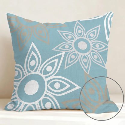 Hexagram Outdoor Throw Pillow Covers 18x18 Set of 4, Decorative Geometric Modern Boho Blue Pillow Covers, Home Sweet Home Farmhouse Cushion Case for Couch Sofa Indoor Bedroom Decor(No Insert)