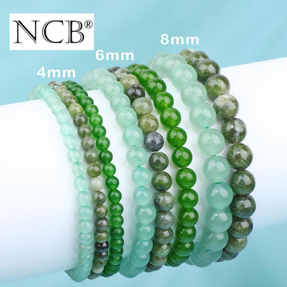 NCB 3-Piece 6mm Natural Crystal Gemstone Stretch Bracelets – ﻿Green Jade, Green Aventurine, Taiwan Jade Handmade Reiki Energy Healing Jewelry for Meditation,Yoga, Unisex