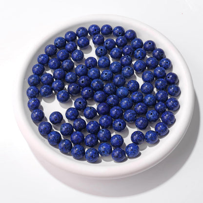 Raicegs 100pcs 8mm Lapis Lazuli Beads Natural Gemstone Beads Round Loose Beads for Jewelry Making DIY Bracelets Necklace