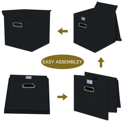 DABEACT Fabric Storage Cube Bins with Lids Closet Organizers collapsible storage bins basket with Handles for Home,Storage Boxes for Organizing,1 Pack,(Black)