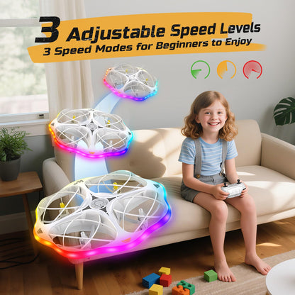WeFone WF15 Drone for Kids & Beginners with 3 Batteries 21 Min Flight, 360° Flips, Altitude Hold, One-Key Start, 3 Speeds,Colorful LED Lights for Night Flying, Great Gift Toy for Boys Girls