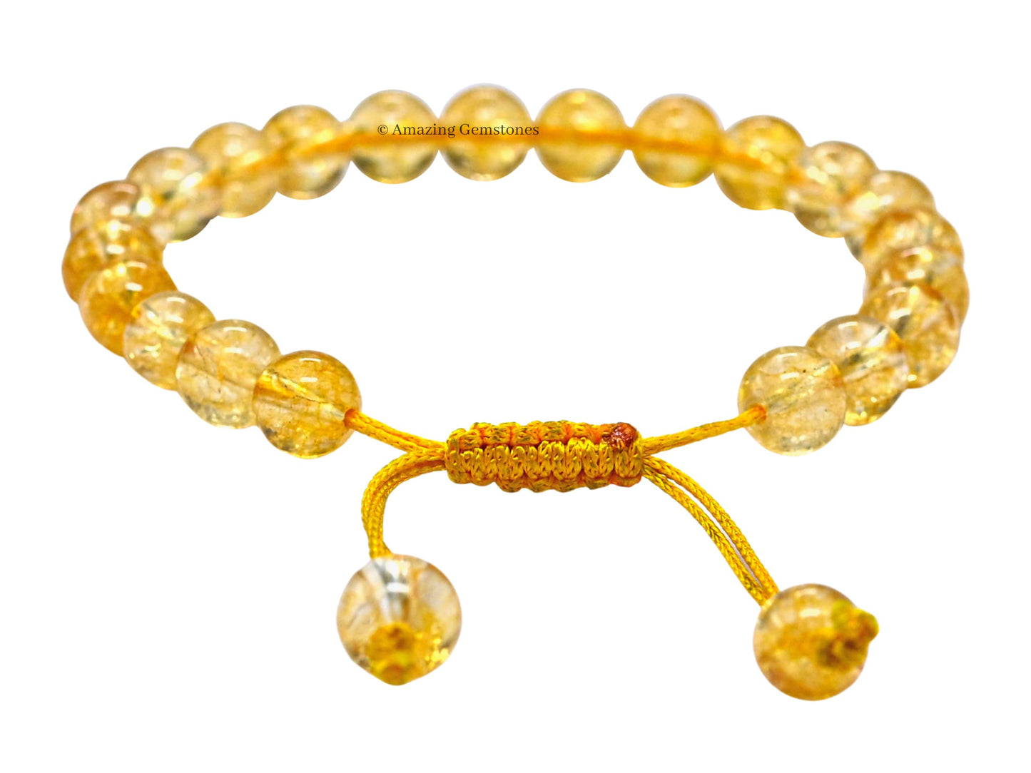 Amazing Gemstone Citrine Bracelet, Gifts For Men & Women - Protection Healing Crystal Bracelet - 8mm Gemstone Beaded Adjustable Bracelet, Pulseras Para Hombres Mujer Stocking Stuffers (Citrine Onyx)