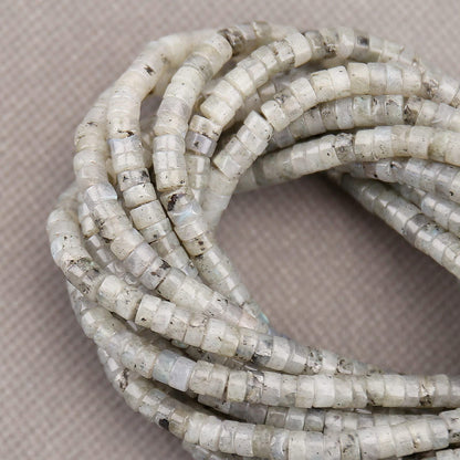 150PCs Natural White Labradorite Spacer Beads, Loose Semi Precious Flat Round Gemstone Heishi Disc Stone Beads for Beading Jewelry Making 4mm*2mm 38cm