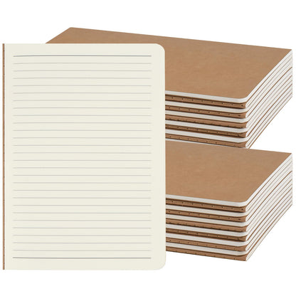 ZCZN 24 Pack A5 Kraft Notebooks Bulk, 8.15x5.5 Inches Lined Paper Journaling Notebooks, Notebooks for Work, Composition Notebooks for School, Journal Notebooks for Office, 60 Pages