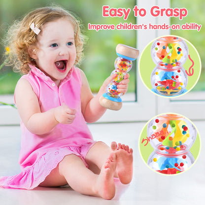 Rainmaker - Montessori Baby Toys for 6-12 Months 1 Year Old, Newborn Baby Rattle Shaker Sensory Toy, 7 inch Wooden Rain Stick Baby Musical Toys for 6 7 8 9 10 Month Infant Toddlers Gift