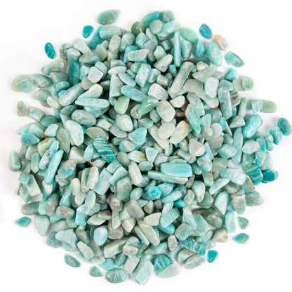 QICQDRAM Natural Green Amazonite Crystals Bulk 0.9 Lb/405g Small Tumbled Chips Crystal Stone Decorative Pebbles for Home Decoration & Fish Turtle Tank, Vase Filler, Plants Decor