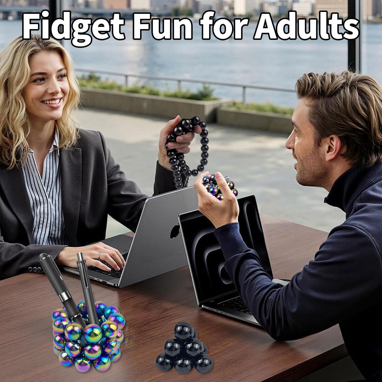28 Pcs Magnet Stones Balls Fidget Toy, Adult Fidget Toys, Magnet Stones Balls Can Replace Ferrite Putty, Office Desktop Decoration, Stress Relief, Anti Anxiety, Executive Desk Toys (Black)