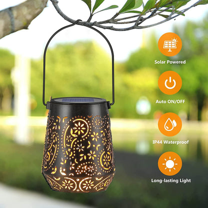 Solar Lanterns Outdoor Waterproof Hanging Solar Lantern, Retro LED Solar Powered Lantern Lights with Handle for Patio Garden Yard Pathway Lawn Porch Decor (3 Pack)