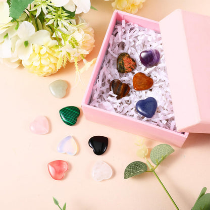 Qianyu 12pcs 0.8 Inches Hearts Healing Crystal Natural Mini Pocket Palm Thumb Love Gemstones Rose Quartz Polished Carved Spiritual Worry Stone for Meditation Body Chakra Reiki Energy Balancing