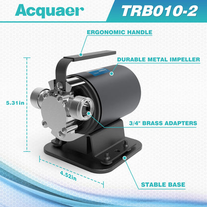 Acquaer Portable Electric Utility Water Transfer Pump 1/10 HP with Suction Hose Kit, Low Suction Water Removal for Water Beds, Pools, Rain Barrel, Aquariums, RV
