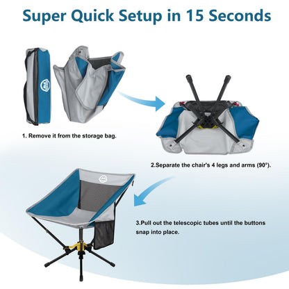 ADSMART Portable Camping Chair Lightweight Folding Chair for Camping - Outdoor Chair Supports 300 Lbs - Camp Chair Outdoor Adventures
