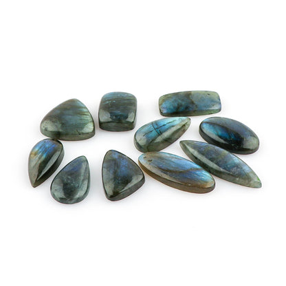 CRYSTALIS Big 10pcs, Size : 20-25mm Natural Labradorite Loose Gemstone Wholesale Bulk Cabochons Jewelry Making Supply, Chakra & Healing Polished Stone, Wire Wrapping, DIY, Gem Collection [Blue-fire]